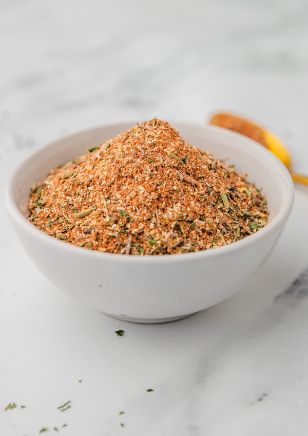 roasted vegetable seasoning in a small bowl.