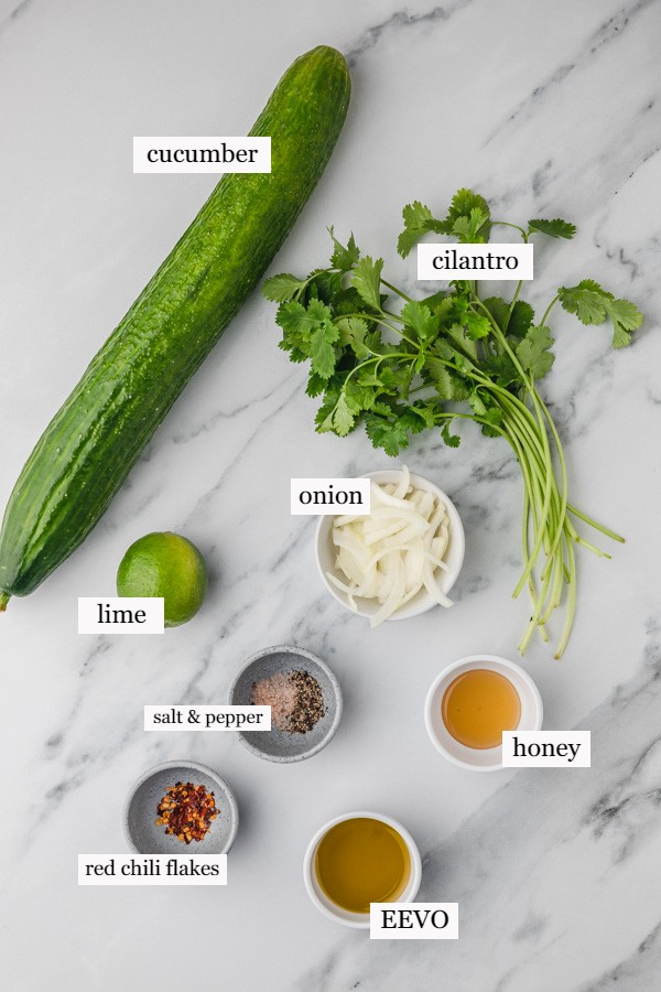 ingredients needed to make cilantro lime cucumber salad.
