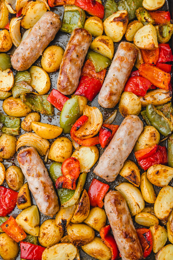 Sheet Pan Sausage And Potatoes - The Dinner Bite