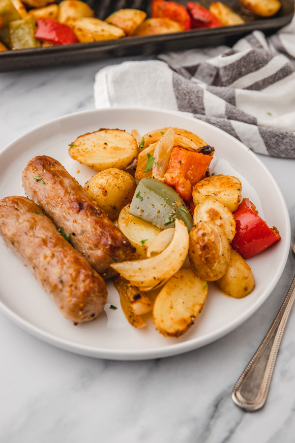 Sheet Pan Sausage And Potatoes - The Dinner Bite