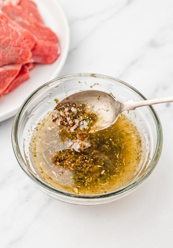 marinade in a small glass bowl.