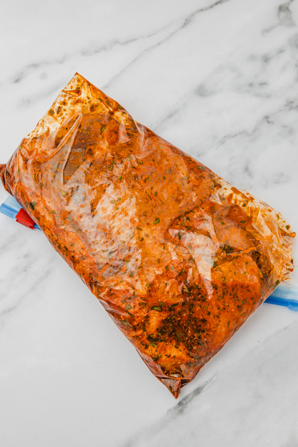 marinated chicken breast in a ziploc bag.
