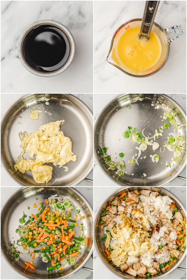 the step by step method of making fried rice.